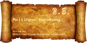 Mellinger Barakony névjegykártya